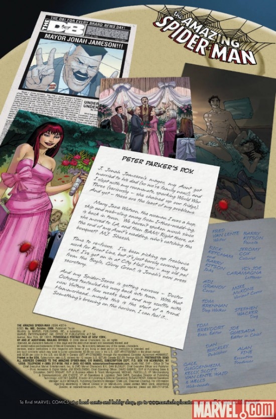 AMAZING SPIDER-MAN #602, intro page