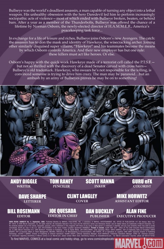 DARK REIGN: HAWKEYE #4, intro page