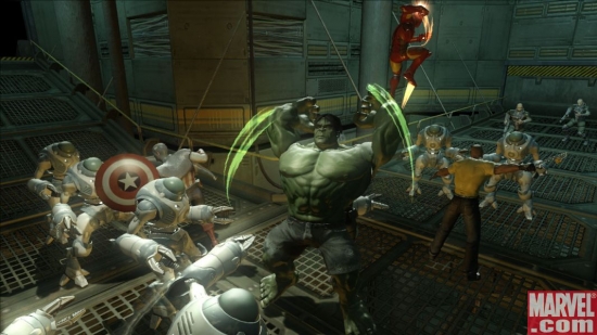 The Hulk, Iron Man, Captain America and Luke Cage take on the baddies