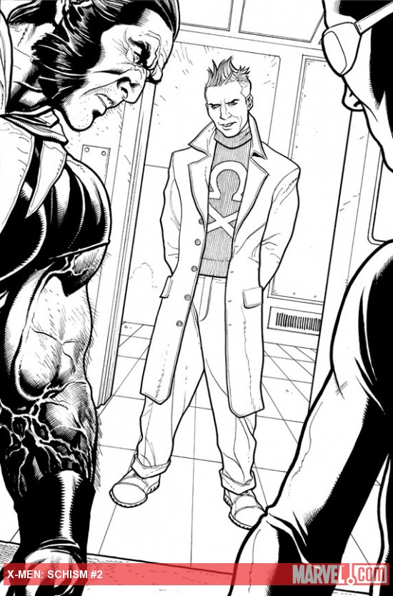 X-Men: Schism #2 inked preview art by Frank Cho
