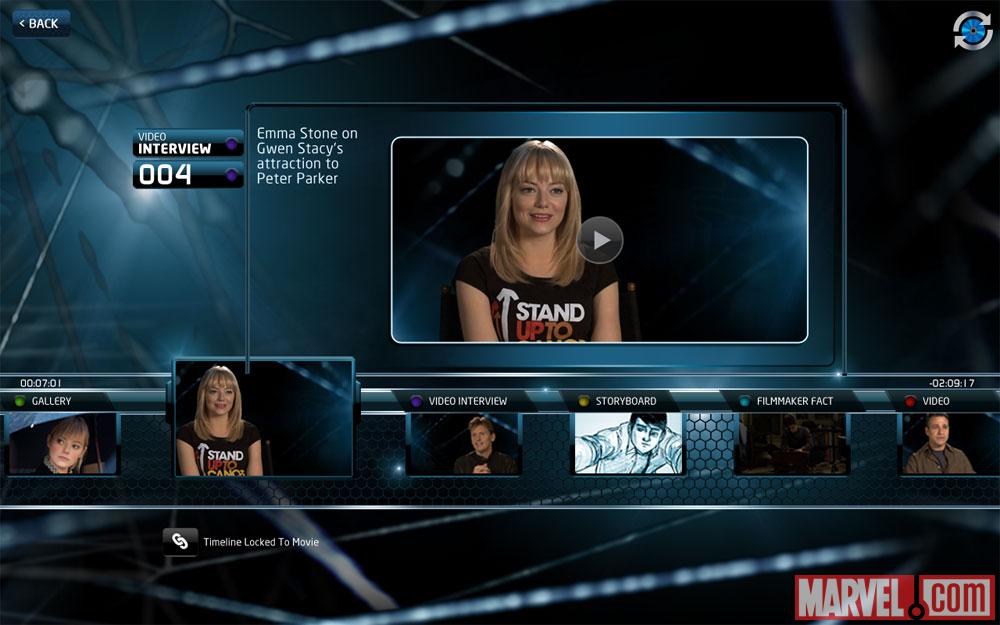 Emma Stone interview in The Amazing Spider-Man Second Screen App