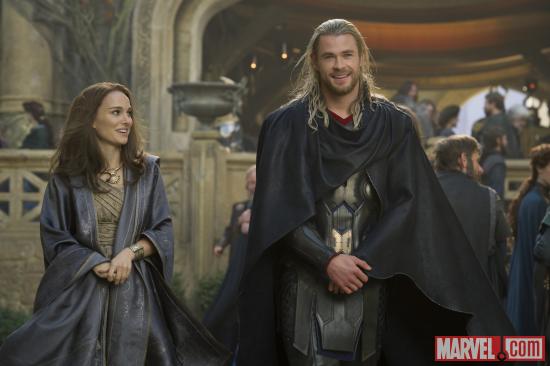 Natalie Portman and Chris Hemsworth star as Jane Foster and Thor in Marvel's Thor: The Dark World