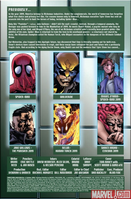 TIMESTORM 2009/2099 #4, intro page