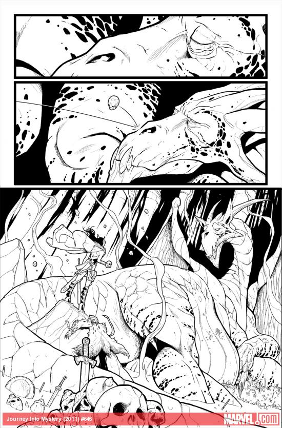Journey Into Mystery #646 preview inks by Valerio Schiti