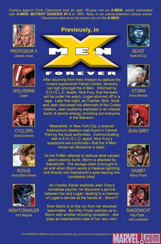 X-MEN FOREVER #4, intro page