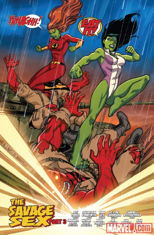 FALL OF THE HULKS: SAVAGE SHE-HULKS #3 preview art by Salvador Espin