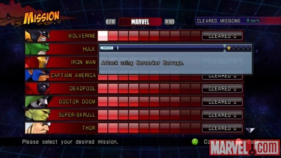 Marvel vs. Capcom 3 Mission Mode screenshot