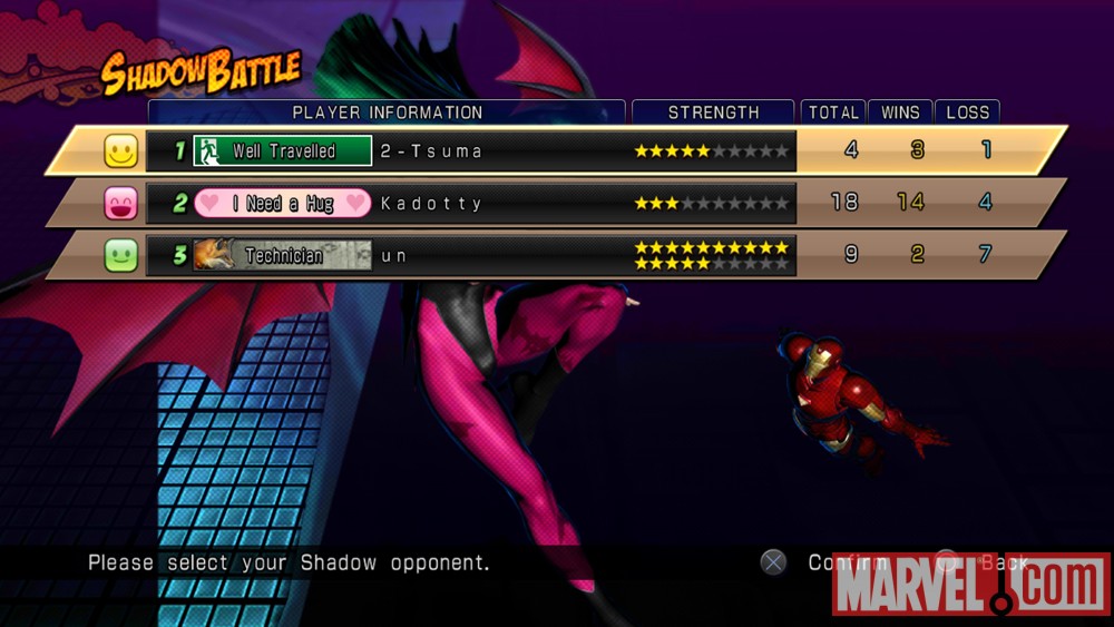 Screenshot of Shadow Mode in Marvel vs. Capcom 3
