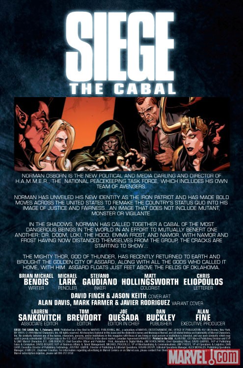 Siege: The Cabal (2010) #1