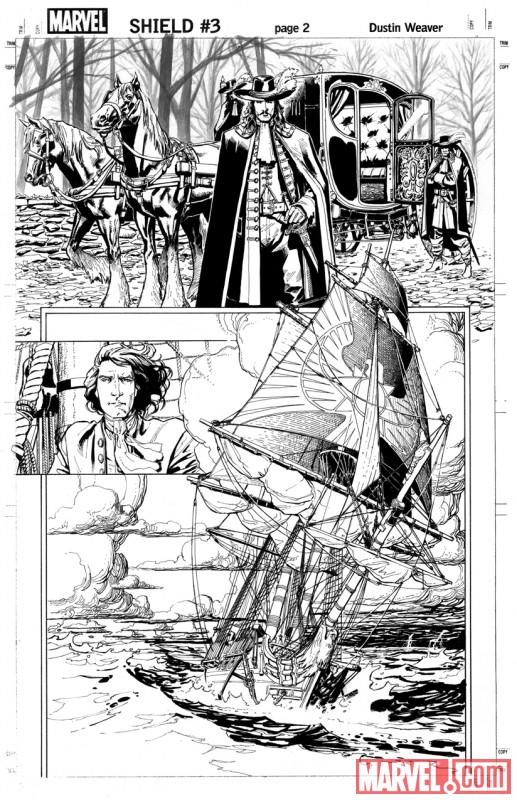 S.H.I.E.L.D. #3 black and white preview art by Dustin Weaver 1