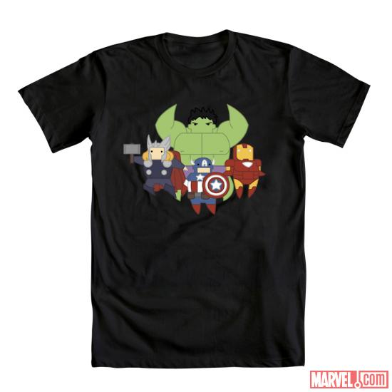 "Little Avengers" by Mandolin Basinger shirt design for Mighty Fine 