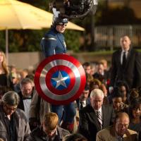 Chris Evans as Captain America on the set of Marvel's The Avengers