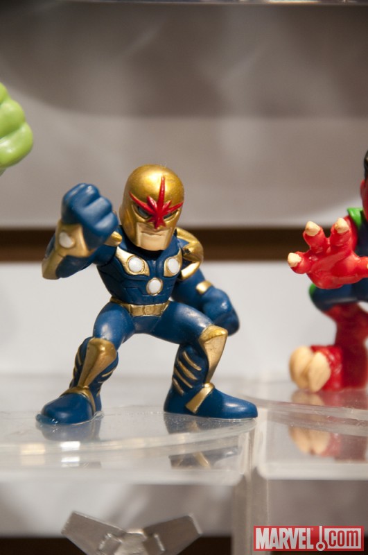 Super Hero Squad style Nova figure on display at the Hasbro showroom