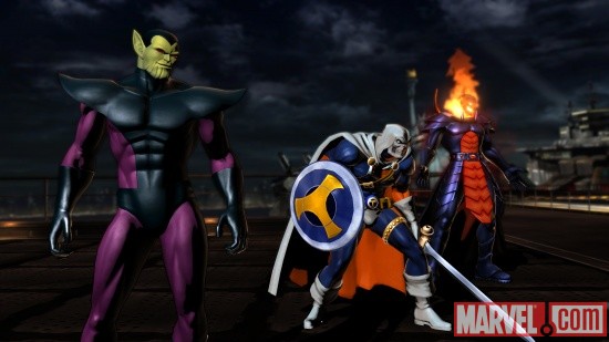 Marvel vs. Capcom 3 screenshot: Taskmaster, Dormammu and Super-Skrull