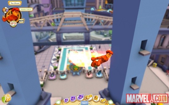 Screenshot of the Human Torch from Super Hero Squad Online