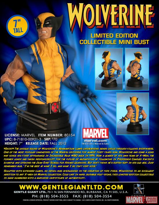 Gentle Giant Marvel Wolverine Mini Bust poster