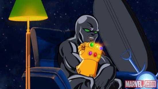 The Dark Surfer wields the Infinity Gauntlet in The Super Hero Squad Show