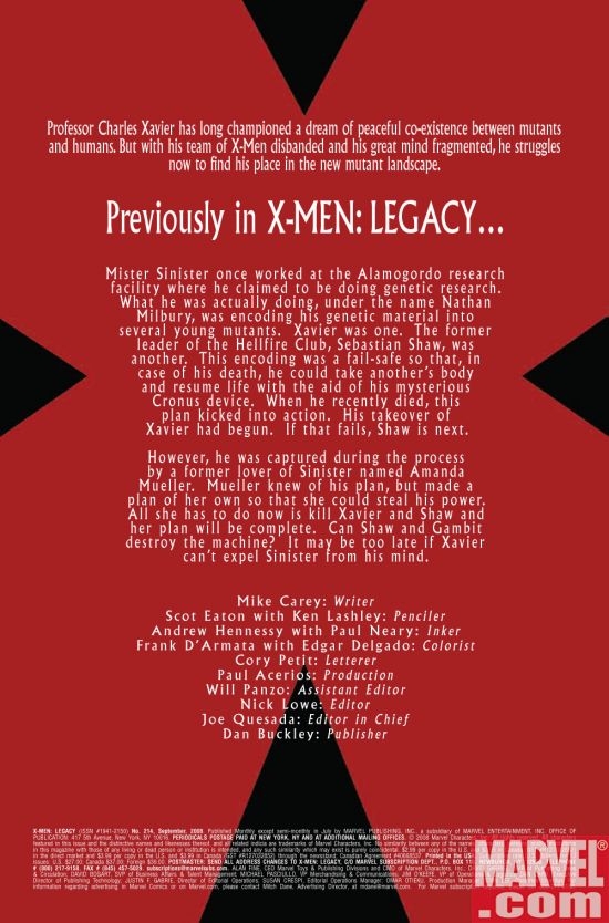 X-MEN: LEGACY #214, recap page