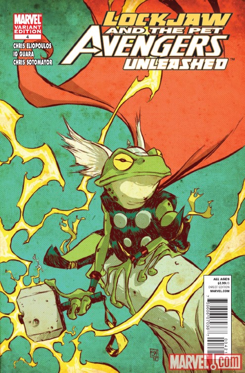 LOCKJAW AND THE PET AVENGERS UNLEASHED #4 variant cover by Skottie Young