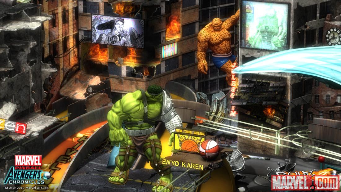 Screenshot from the Marvel Pinball: Avengers Chronicles World War Hulk table