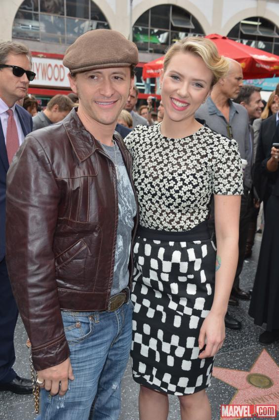 Scarlett Johansson receiving her star on the Hollywood Walk of Fame