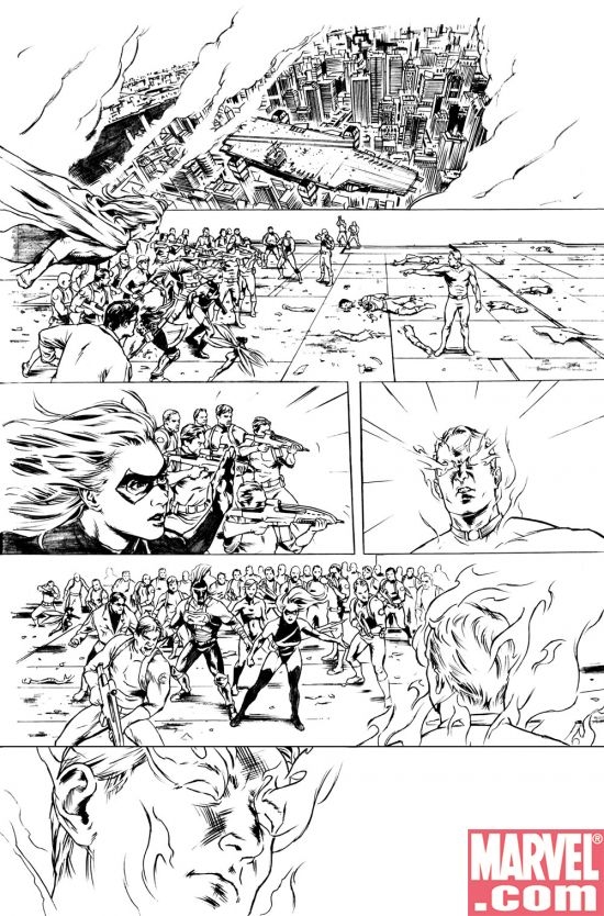 AVENGERS/ INVADERS #6 black and white preview art