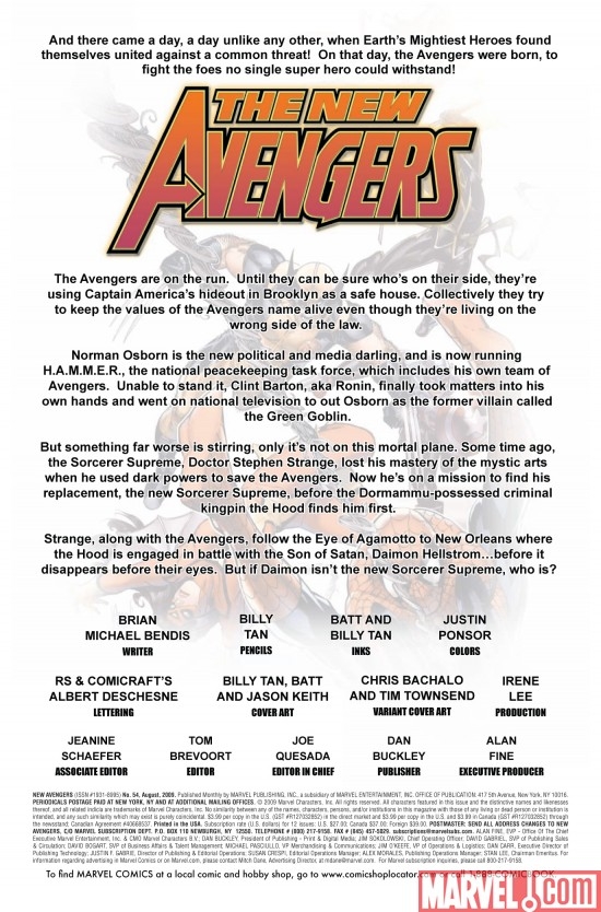 NEW AVENGERS #54, intro page