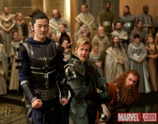 Tadanobu Asano, Josh Dallas and Ray Stevenson star as Hogun, Fandral and Volstagg in Thor