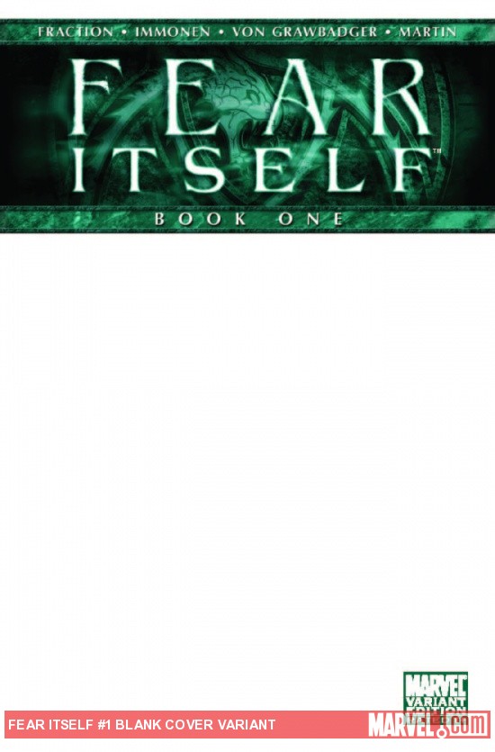 Fear Itself #1 Blank variant cover