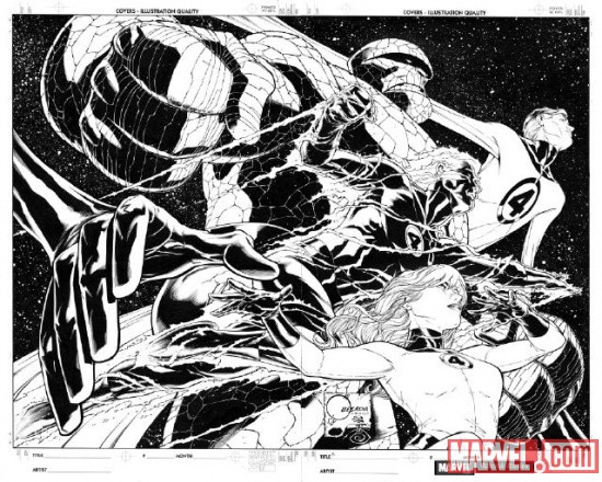 Fantastic Four 50th anniversary piece inked by Joe Quesada & Danny Miki