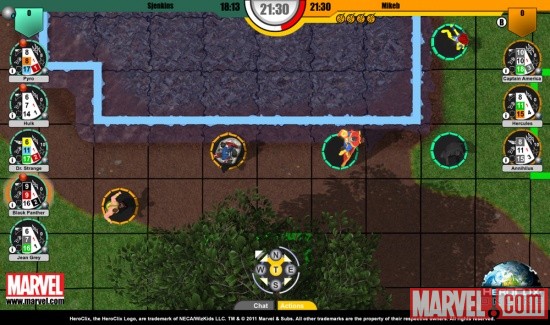 Screenshot from the Marvel Infinity Challenge in HeroClix Online