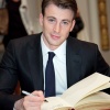 Captain America star Chris Evans at the NYSE. Photo by Ben Hider.