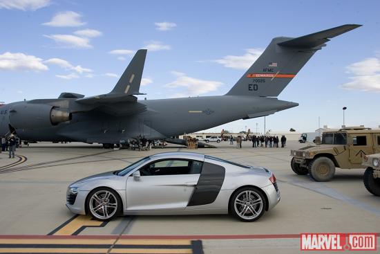 The Audi R8 Coupe on the set of Marvel's Iron Man