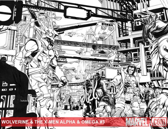 Wolverine & The X-Men: Alpha & Omega #1 inked preview art by Mark Brooks
