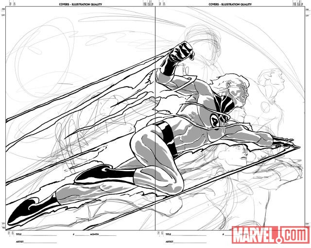 Fantastic Four 50th anniversary piece sketch by Joe Quesada