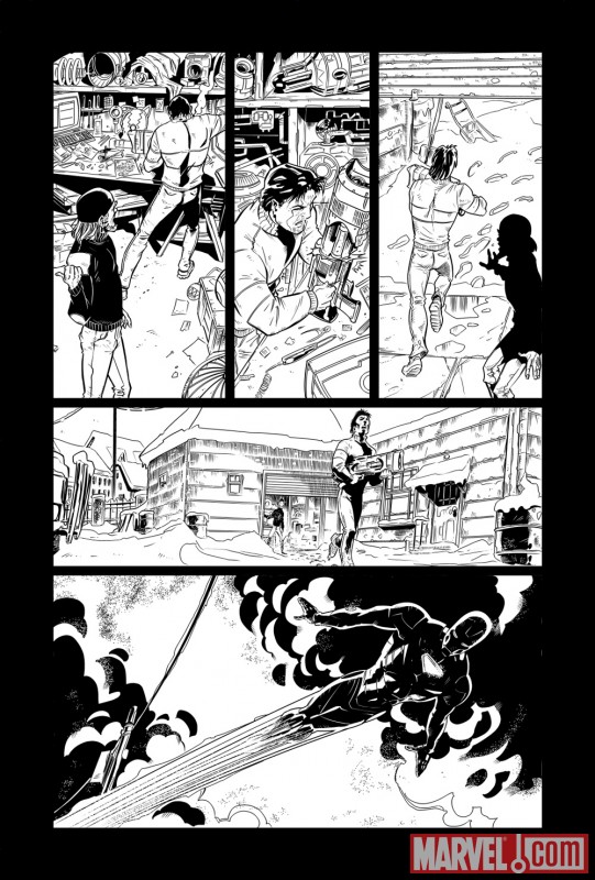 IRON MAN VS. WHIPLASH #1 black and white preview art by Philippe Briones