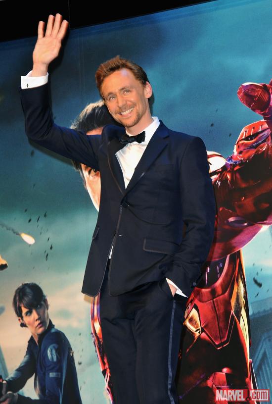 Tom Hiddleston at the London premiere of "Marvel's The Avengers"