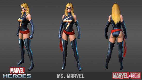 Ms. Marvel model sheet from the Marvel Heroes MMO