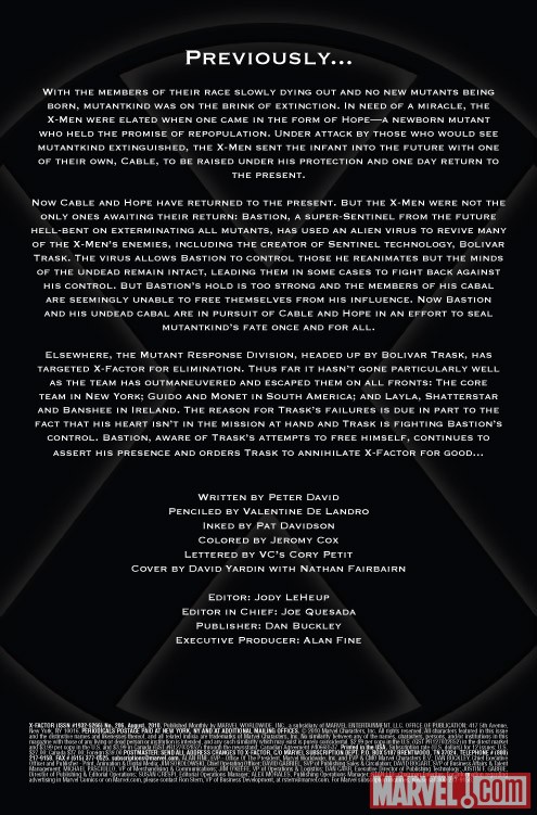 X-FACTOR #206 recap page
