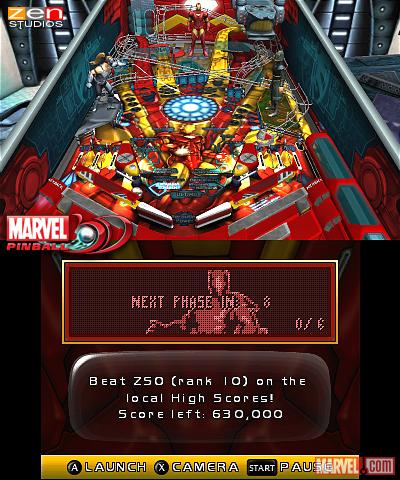 Screenshot of the Iron Man table from Marvel Pinball 3D