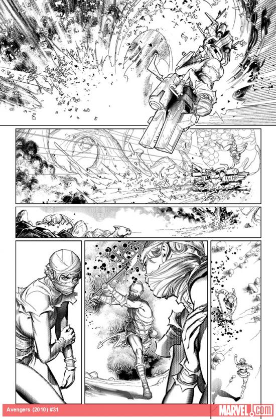 Avengers (2010) #31 preview inks by Brandon Peterson