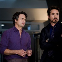 Mark Ruffalo and Robert Downey, Jr. star as Bruce Banner/Hulk and Tony Stark/Iron Man in Marvel's The Avengers