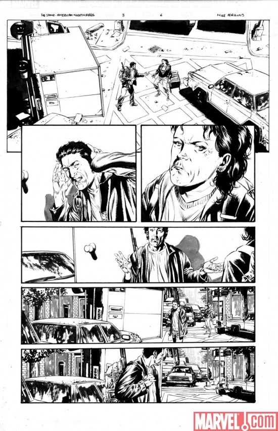 Black & white THE STAND: AMERICAN NIGHTMARES #3 preview art by Mike Perkins