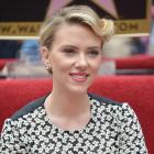 Scarlett Johansson receiving her star on the Hollywood Walk of Fame