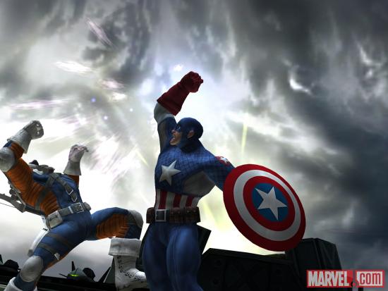 Screenshot of Captain America vs. Taskmaster in Avengers Alliance