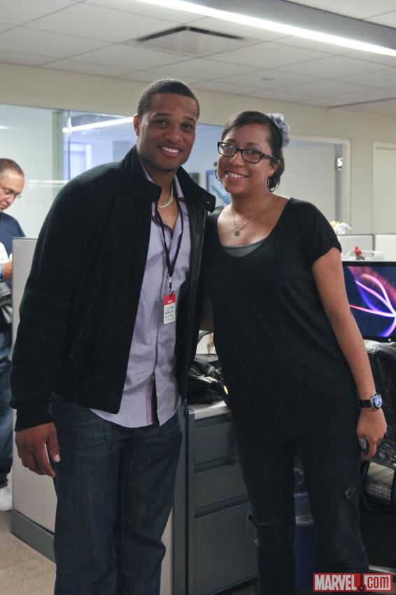Yankees Second Baseman Robinson Cano with Marvel's Lori Lombert