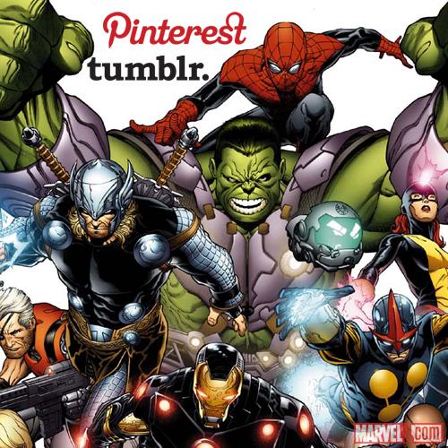 Marvel Pinterest and Tumblr accounts