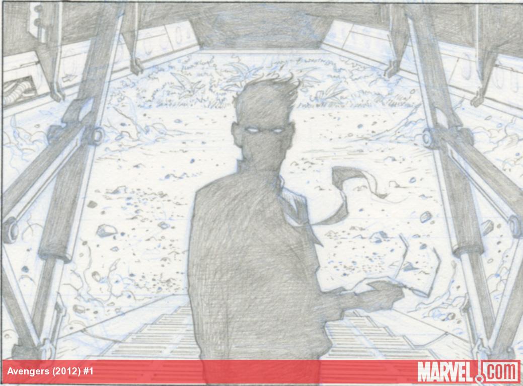 Avengers (2012) #1 pencil art by Jerome Opena