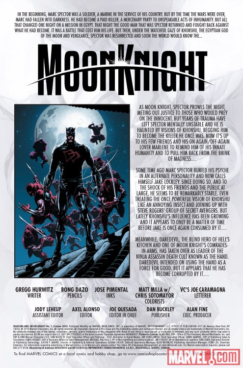 Shadowland: Moon Knight #1 recap page