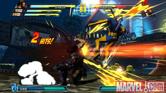 Screenshot of Spencer and Deadpool from